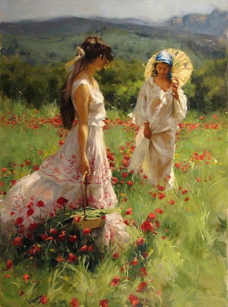 点击大图看下一张：Vicente Romero Redondo婀娜多姿女性油画图片