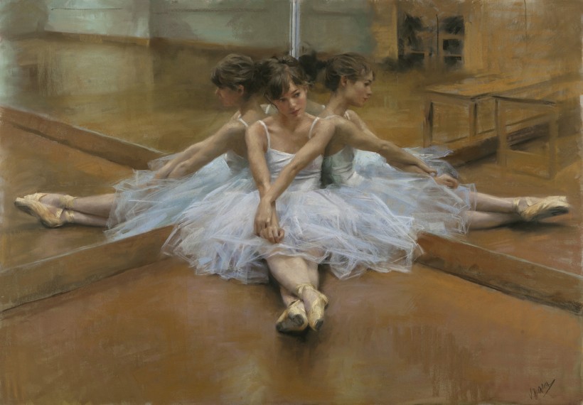 点击大图看下一张：Vicente Romero Redondo油画作品芭蕾舞女孩图片