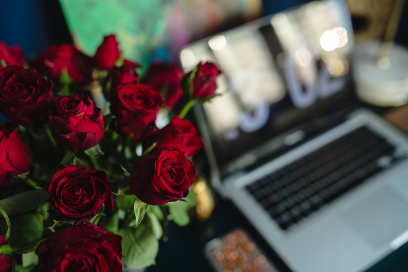 点击大图看下一张：桌上的红玫瑰图片