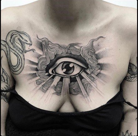 点击大图看下一张：眼睛的一组创意黑灰点刺眼睛纹身图案