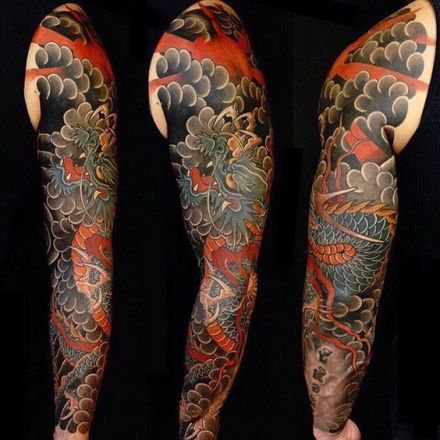 点击大图看下一张：日式传统大花臂纹身作品图片9张