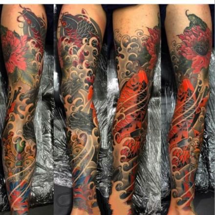 点击大图看下一张：日式传统大花臂纹身作品图片9张