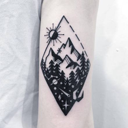 点击大图看下一张：24张手臂上的小黑灰纹身作品图片