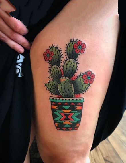 点击大图看下一张：沙漠之花仙人掌的纹身图案9张