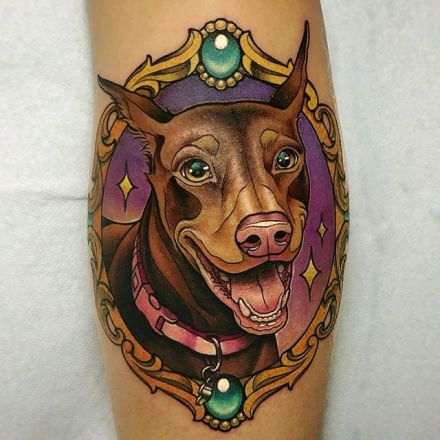 点击大图看下一张：一组杜宾犬狗狗的纹身图案