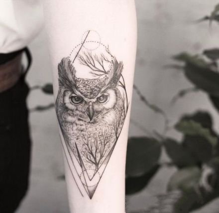 点击大图看下一张：一组动物猫头鹰的纹身作品欣赏