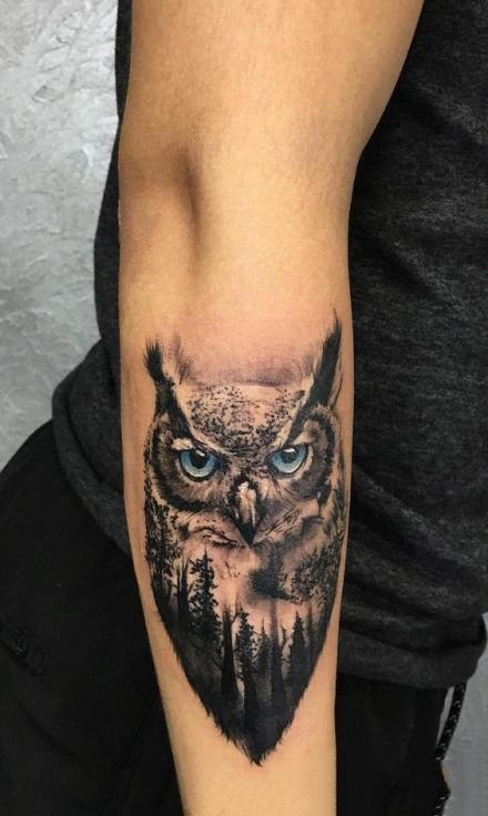 点击大图看下一张：一组动物猫头鹰的纹身作品欣赏