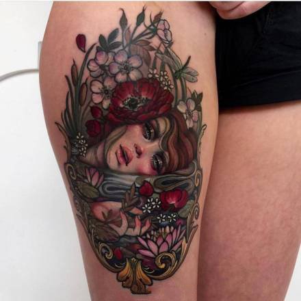 点击大图看下一张：18张适合大腿手臂的欧美女郎纹身图案