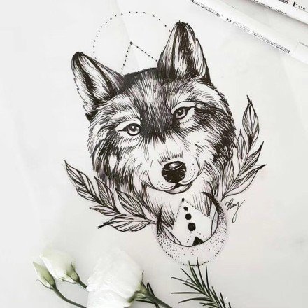 点击大图看下一张：好看的一组狼头纹身图案作品