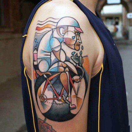 点击大图看下一张：蛮有创意设计的一组自行车纹身图片