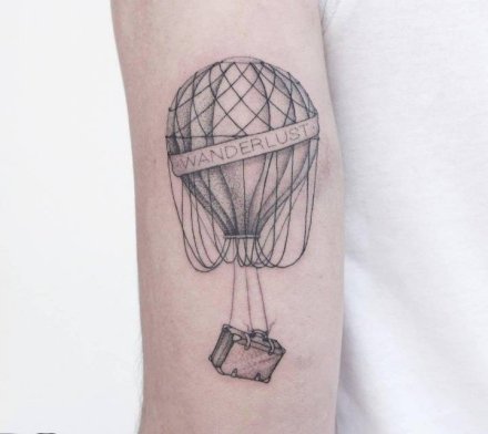 点击大图看下一张：热气球主题的一组小纹身图片