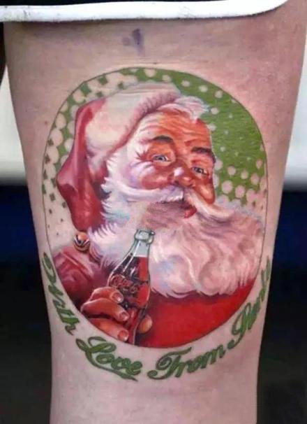 点击大图看下一张：圣诞节主题的圣诞老人纹身图案
