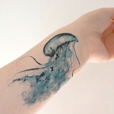 点击大图看下一张：简约小清新的水母纹身图片赏析