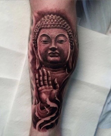 点击大图看下一张：庄重的一组如来佛祖纹身图案作品