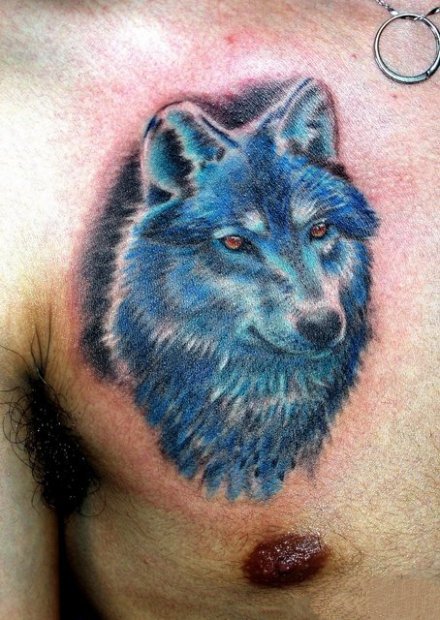 点击大图看下一张：凶恶的血狼等狼纹身图案9张