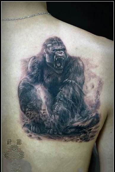 点击大图看下一张：写实逼真的一组金刚猩猩纹身图片