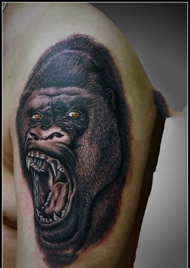 点击大图看下一张：写实逼真的一组金刚猩猩纹身图片