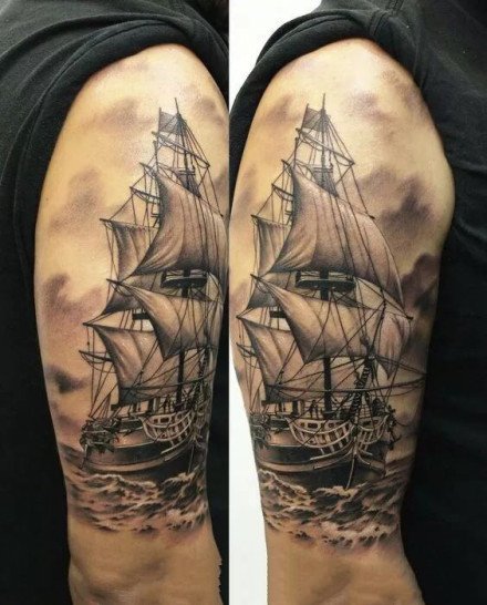 点击大图看下一张：很漂亮的9张大帆船纹身图案