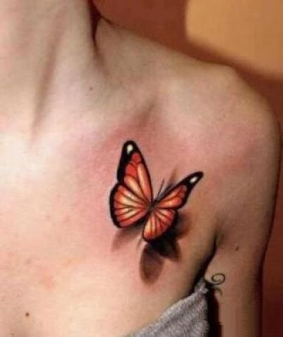 点击大图看下一张：很小清新的一组蝴蝶纹身作品图片