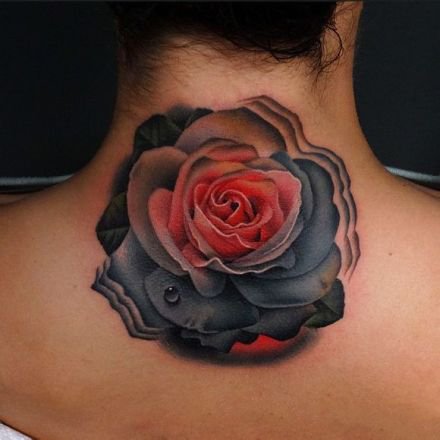 点击大图看下一张：9张写实3D风格的玫瑰花朵纹身图案