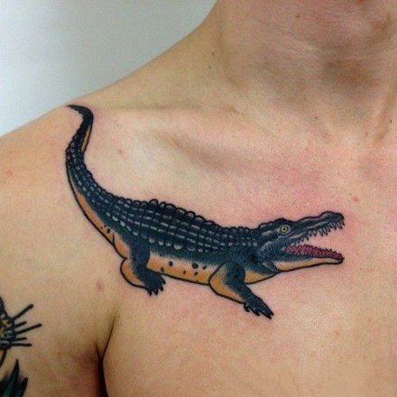 点击大图看下一张：鳄鱼主题的9张鳄鱼纹身图案欣赏