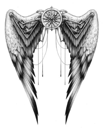 点击大图看下一张：18组帅气的黑色翅膀纹身图案作品