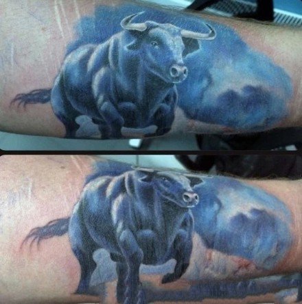 点击大图看下一张：9张强壮的公牛头纹身图案欣赏