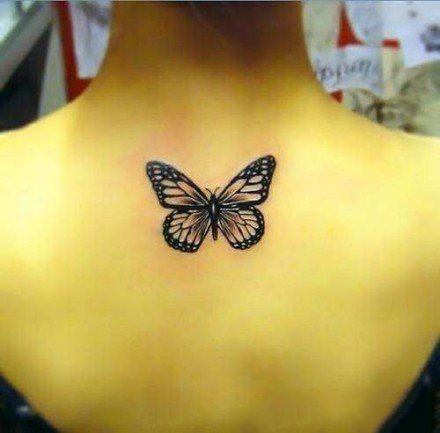 点击大图看下一张：9张可爱的小蝴蝶纹身作品图片