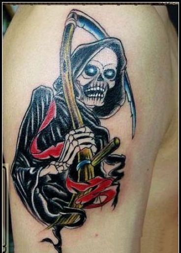 点击大图看下一张：霸气的一组欧美死神纹身作品欣赏