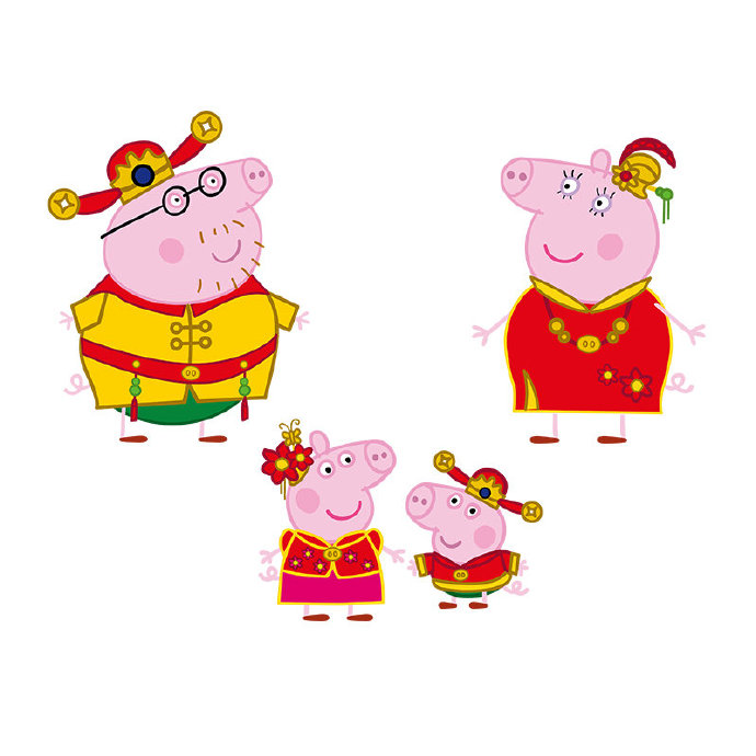 点击大图看下一张：一组小猪佩奇穿的红红的新年头像图片
