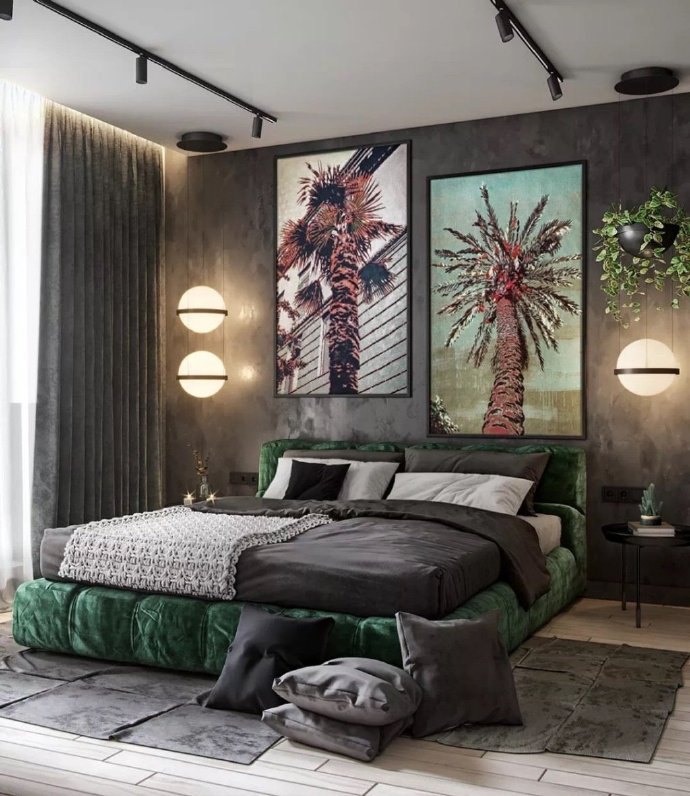 点击大图看下一张：将绿色植物作为调色板的室内设计的公寓装修效果图