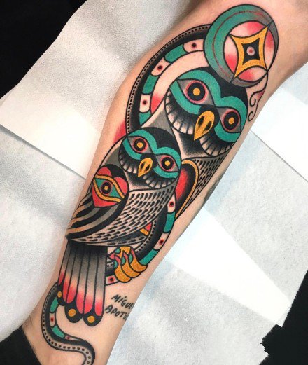 点击大图看下一张:27组水彩跟卡通相结合的彩色纹身作品