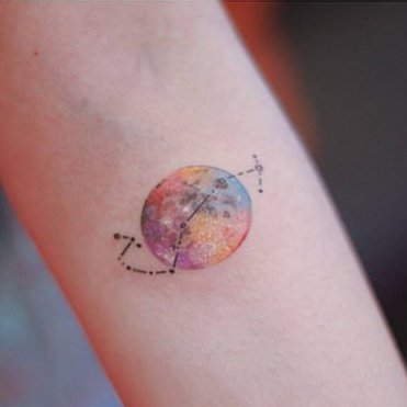 点击大图看下一张：小清新的9张星球系列纹身图片