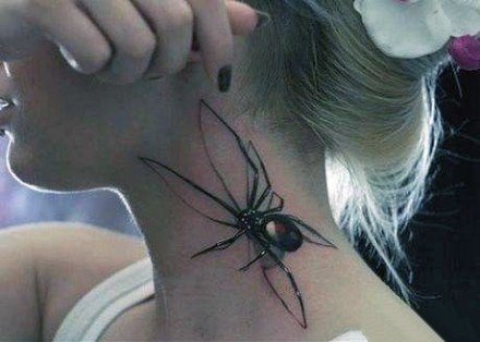 点击大图看下一张：暗黑色的一组蜘蛛纹身作品欣赏