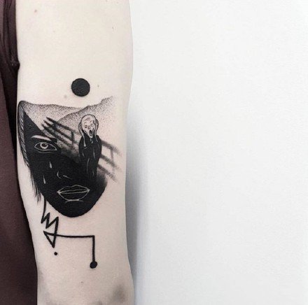 点击大图看下一张：16组创意欧美黑灰小图纹身作品欣赏