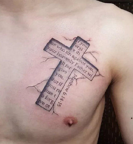点击大图看下一张：一组好看的十字架纹身主题作品图案
