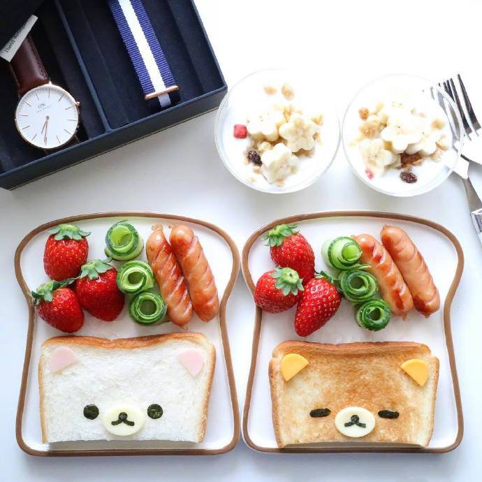 点击大图看下一张：一组超级可爱的轻松熊图案的早餐