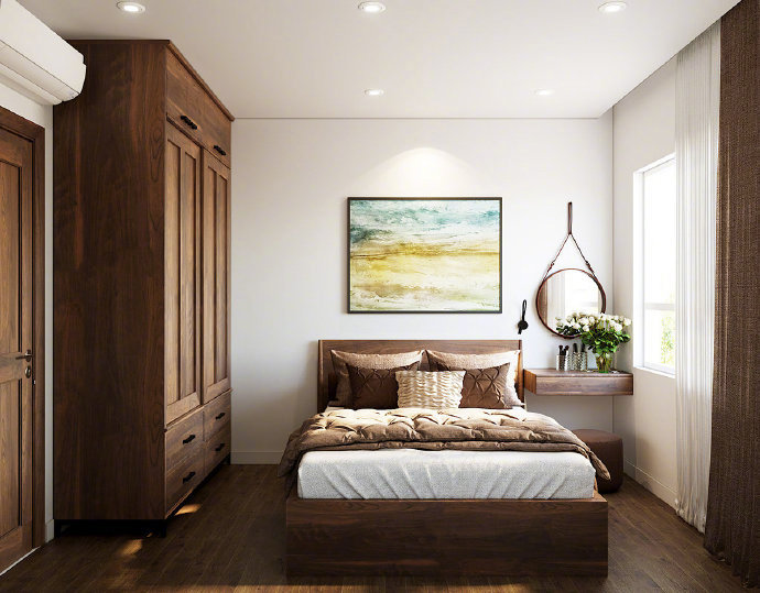 点击大图看下一张：实用现代实木风格三居室装修效果图