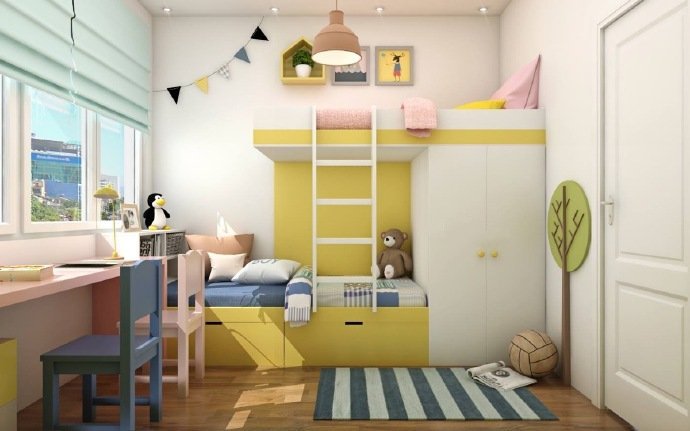点击大图看下一张：几款色彩漂亮的儿童房装修设计作品