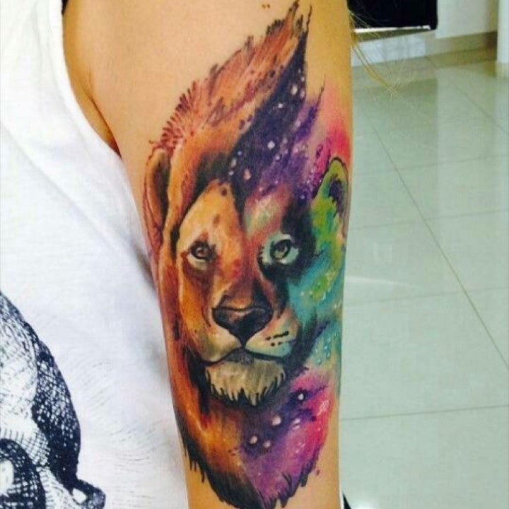 点击大图看下一张：狮子 纹身图案  9张霸气而又威猛的狮子纹身图案