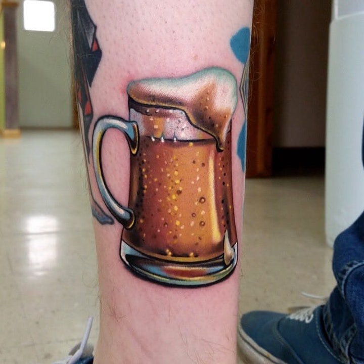 点击大图看下一张：啤酒纹身图案  清凉爽口的啤酒纹身图案