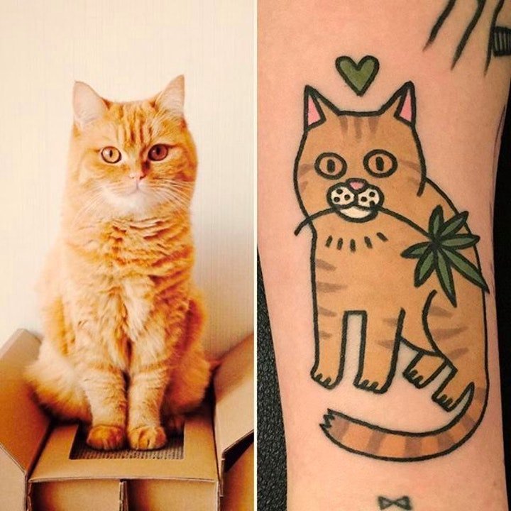点击大图看下一张：卡通纹身图案   把宠物画成可爱的简笔画纹身图案