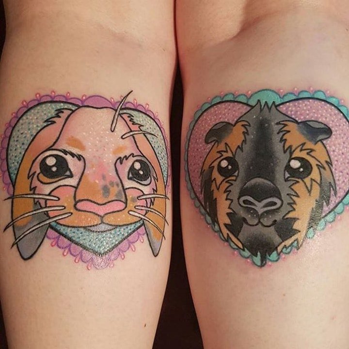 点击大图看下一张：动物纹身图片   呆萌可爱的荷兰猪纹身图案