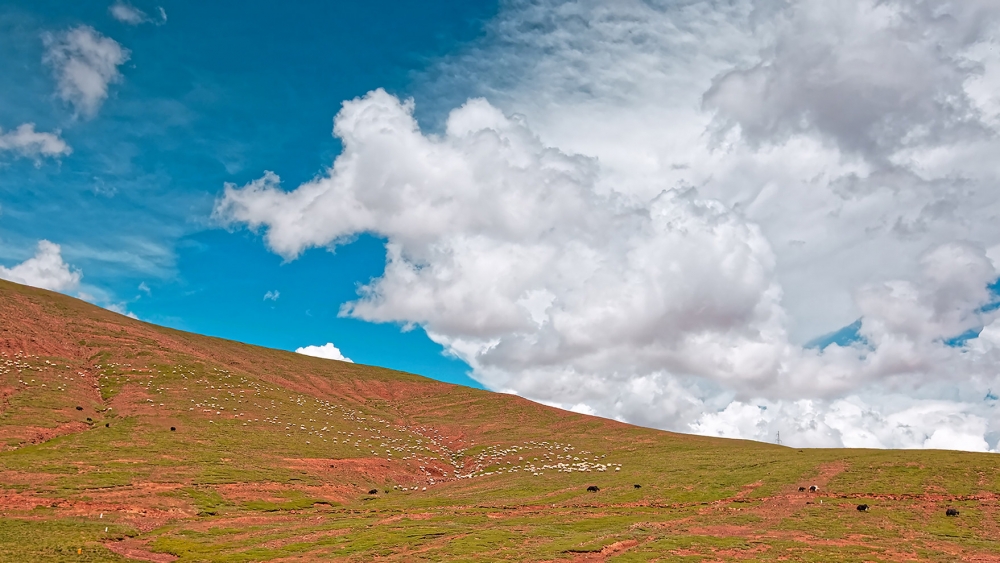 点击大图看下一张：格尔木的蓝天白云风景图片欣赏
