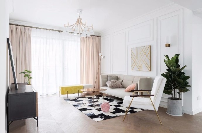 点击大图看下一张：116㎡现代法式三居室，融入浪漫与优雅的生活