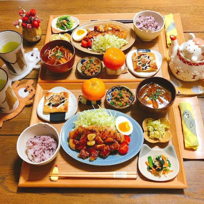 点击大图看下一张：日本博主うめまゆ精心准备的每日二人食