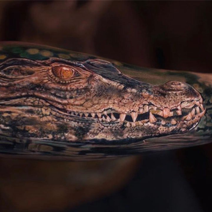 点击大图看下一张：鳄鱼纹身图案  9张凶猛残忍的鳄鱼纹身图案