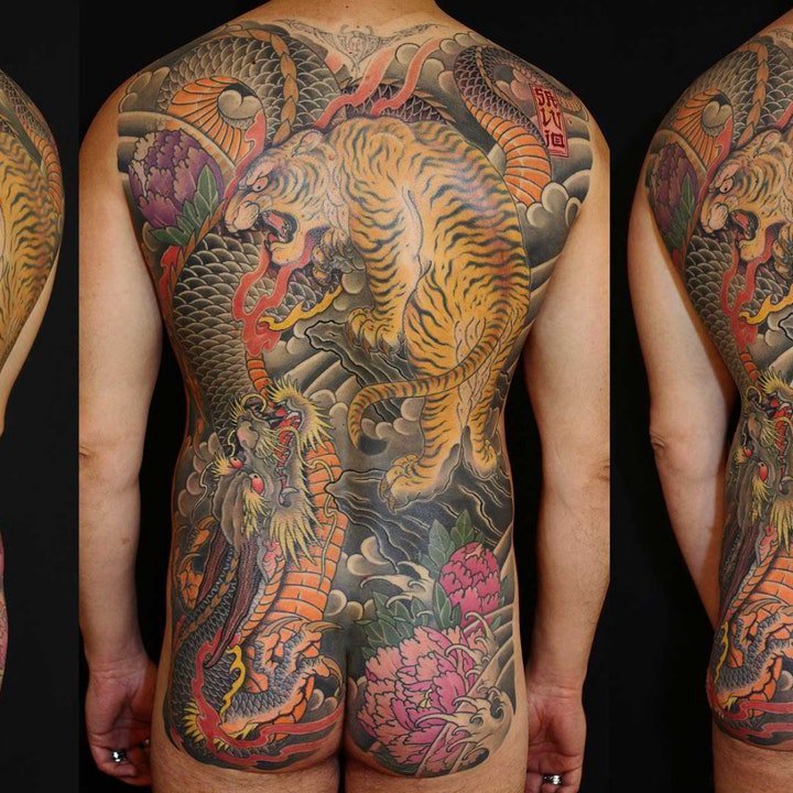 点击大图看下一张：纹身龙图案 多款传统炫丽多彩形态各异的龙纹身图案