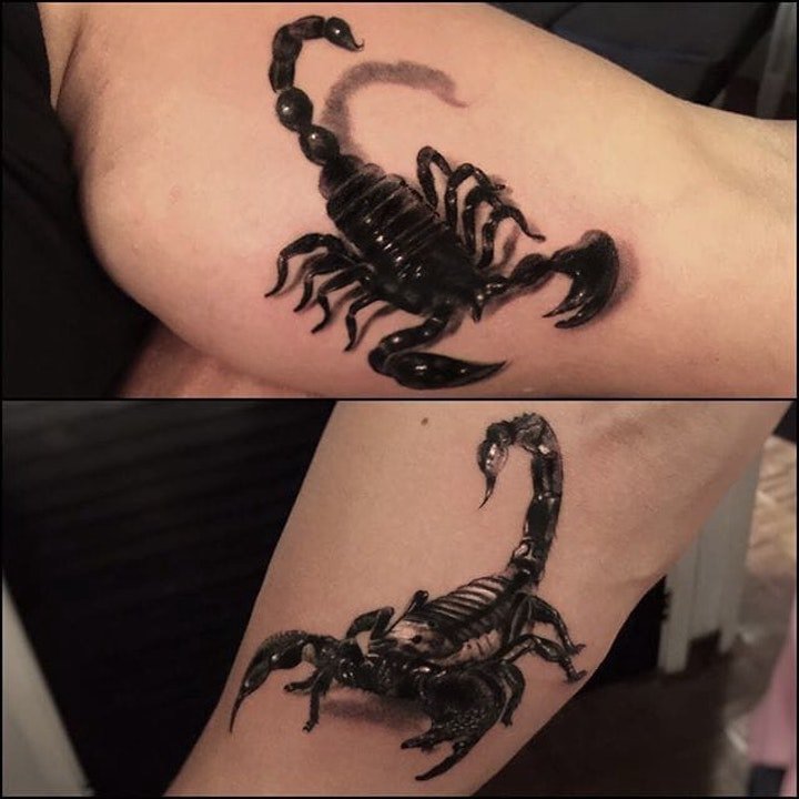点击大图看下一张：蝎子图片纹身   9款毒辣而又创意的蝎子纹身图案
