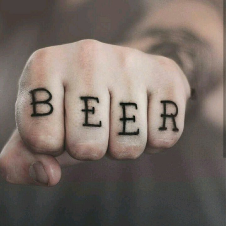 点击大图看下一张：啤酒纹身图案 创意的9款平顺甘醇的啤酒主题纹身图案